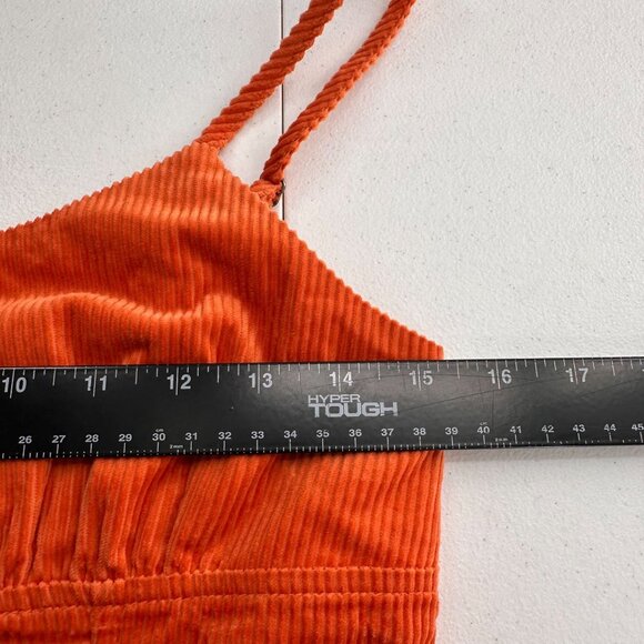 Wild Fable Orange Corduroy Mini Dress S Cotton Spaghetti Straps Y2K Babydoll - Picture 3 of 13